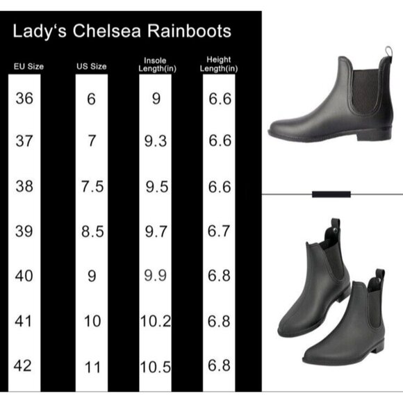 Women's Navy Blue Chelsea Boots Girl Matte Fall Ankle Rain Boots Waterproof, New - Picture 6 of 7